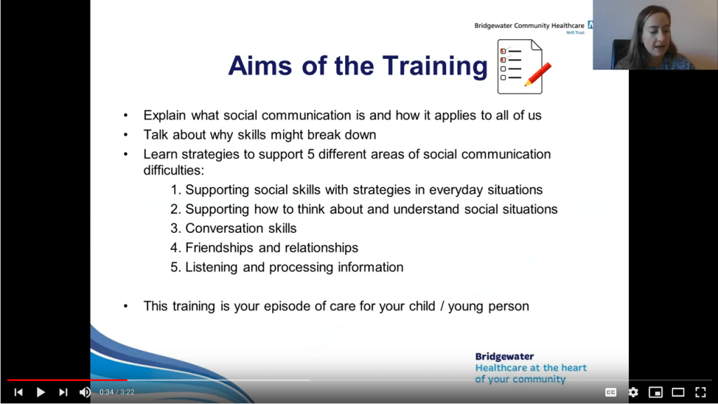 Social Communication Training for Children in Secondary School video link